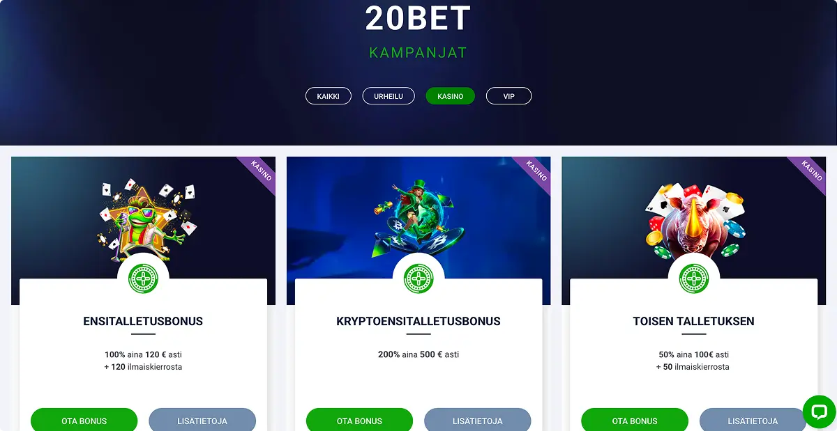 20Bet Bonukset